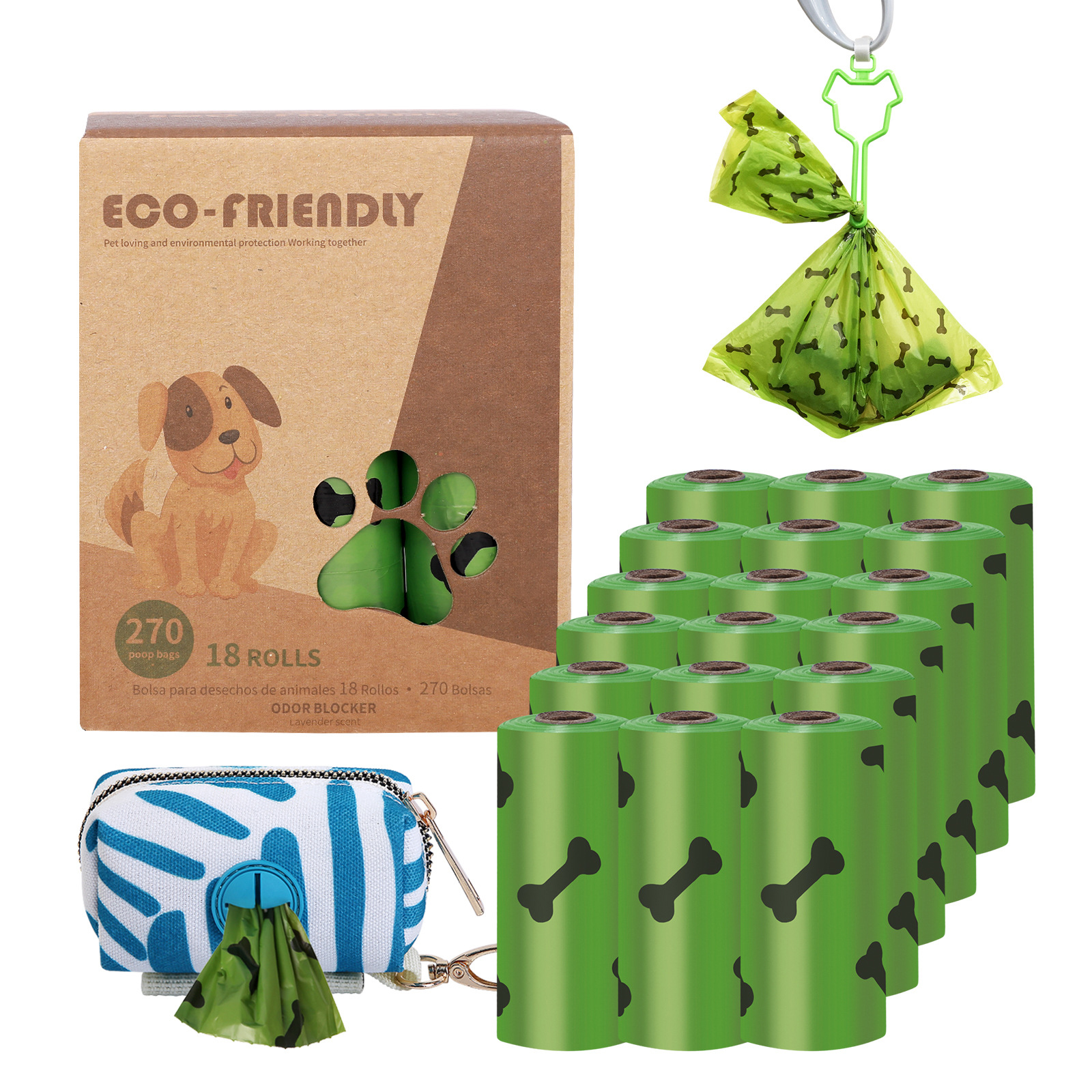 Biodegradable Bone Pattern Dog Poop Bag 