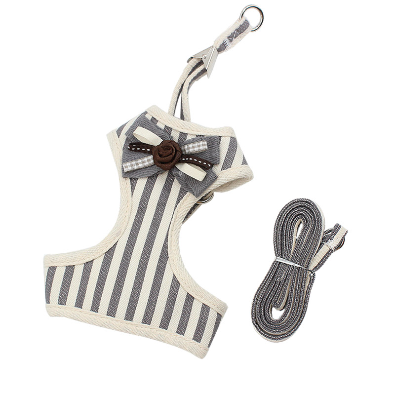 Cute Striped Pet Harness Leash Set with 