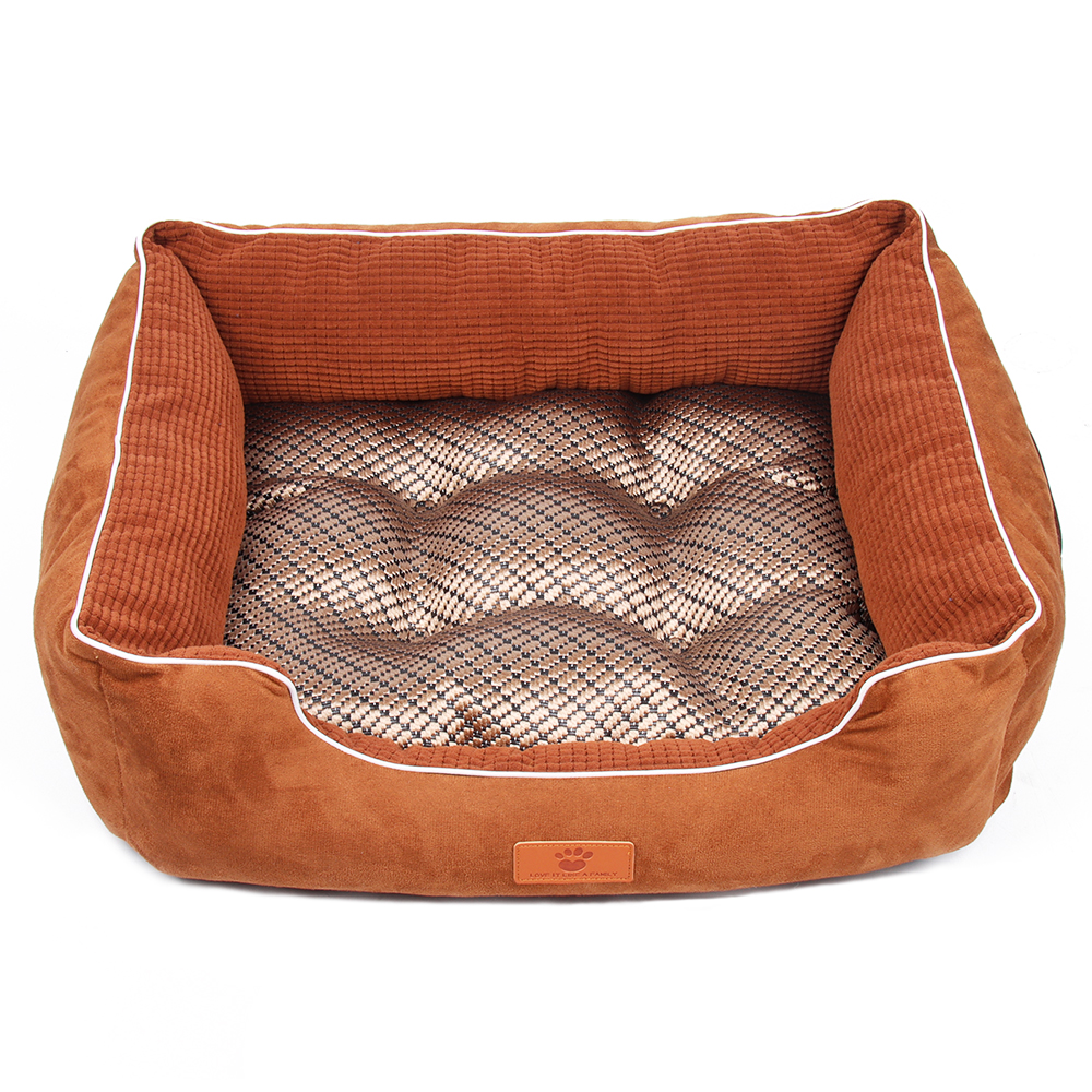 Rectangular Memory Foam Pet Bed with Removable Reversible Mat