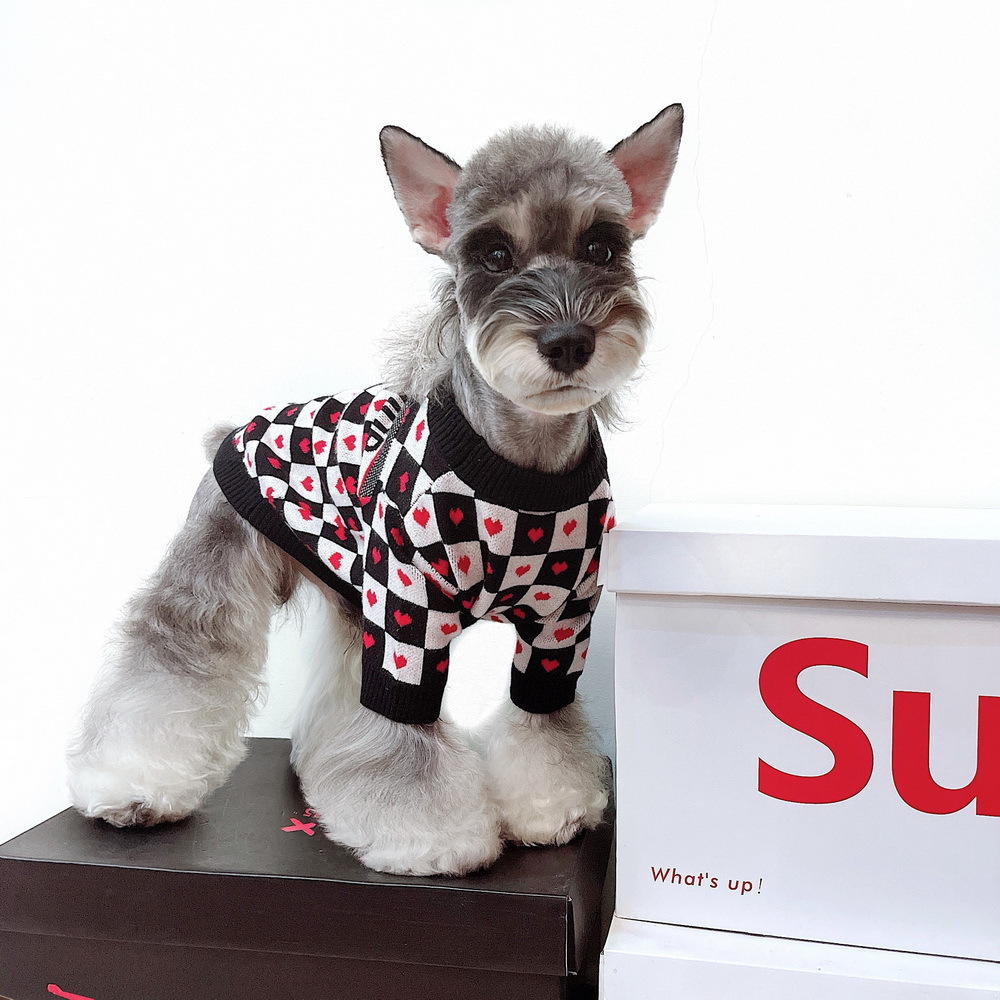 Black and White Plaid Pet Sweater