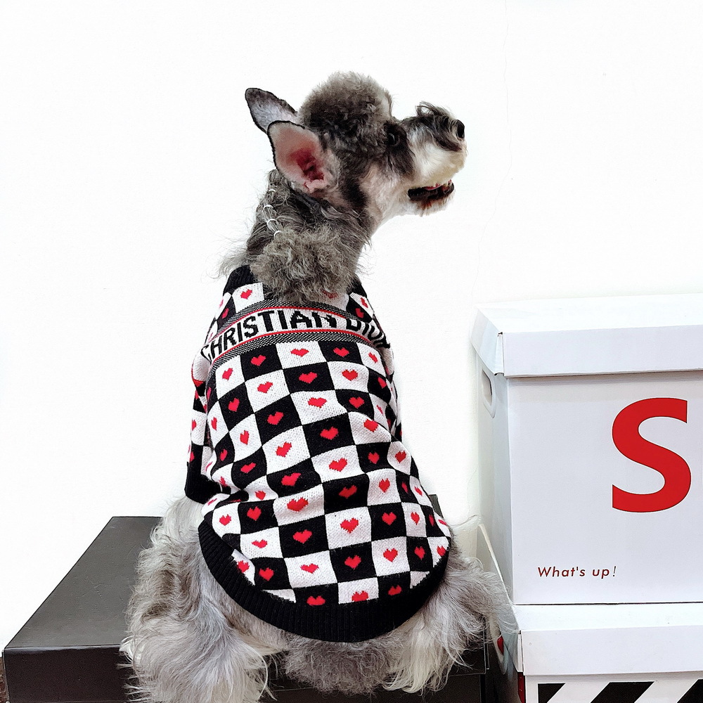 Black and White Plaid Pet Sweater