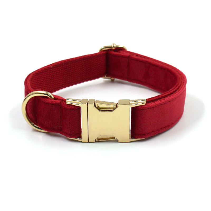 Velvet Ribbon Dog Collar with Metal Rele